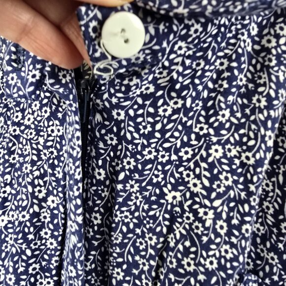 Vintage 80-90's All That Jazz Floral Belted Midi Dress Blue/White Size S Vintage - Picture 5 of 12